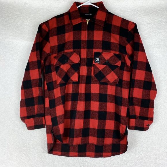 Swanndri Jacket Mens S Red Bushshirt Ranger Wool Zip Front Check Buffalo Plaid - Picture 1 of 14
